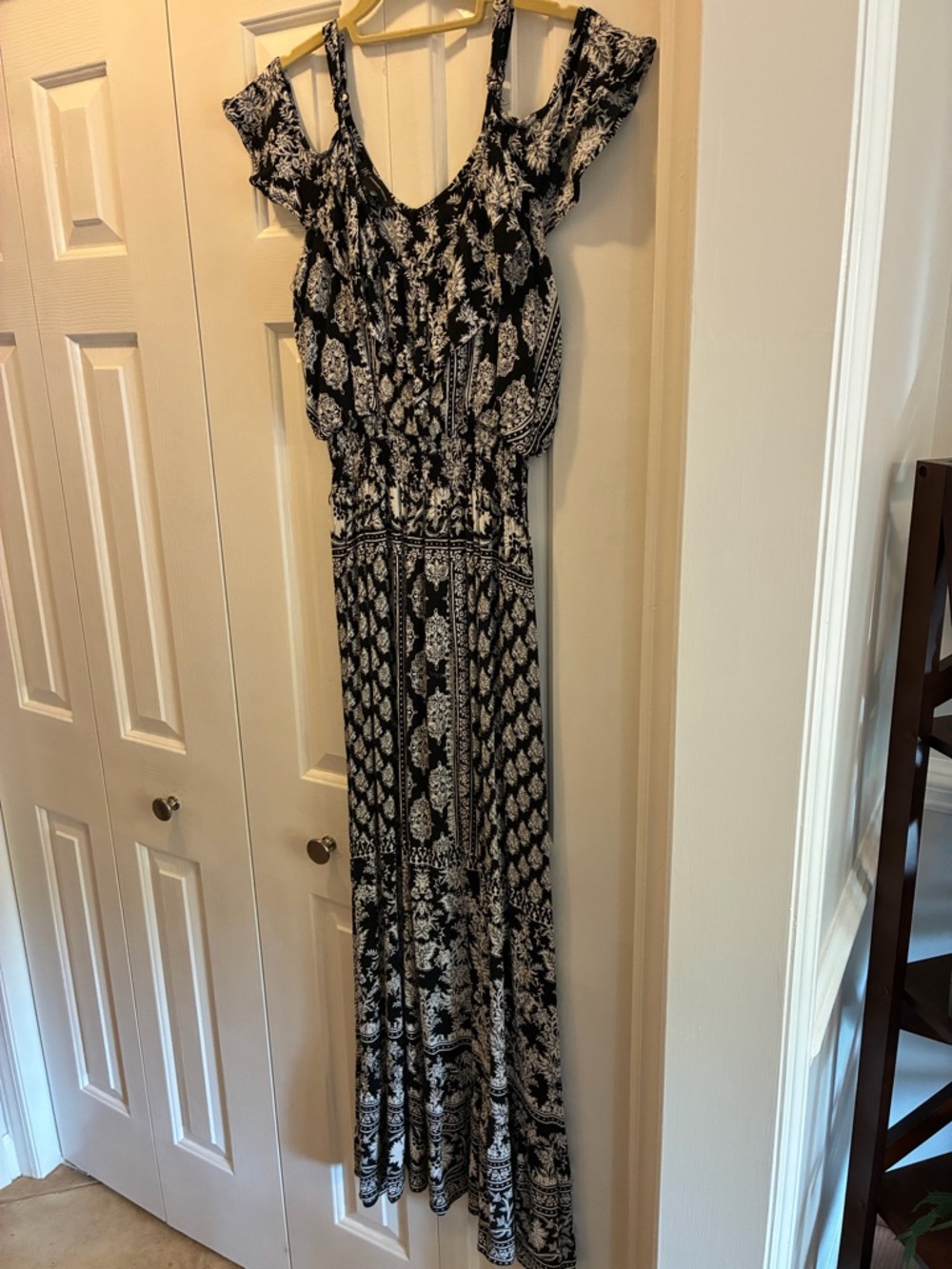 INC International Concepts Black and White Printed Maxi Dress